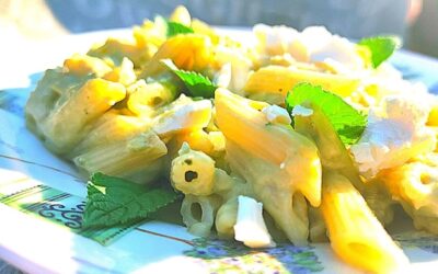 Pesto z bobu i fety do makaronu